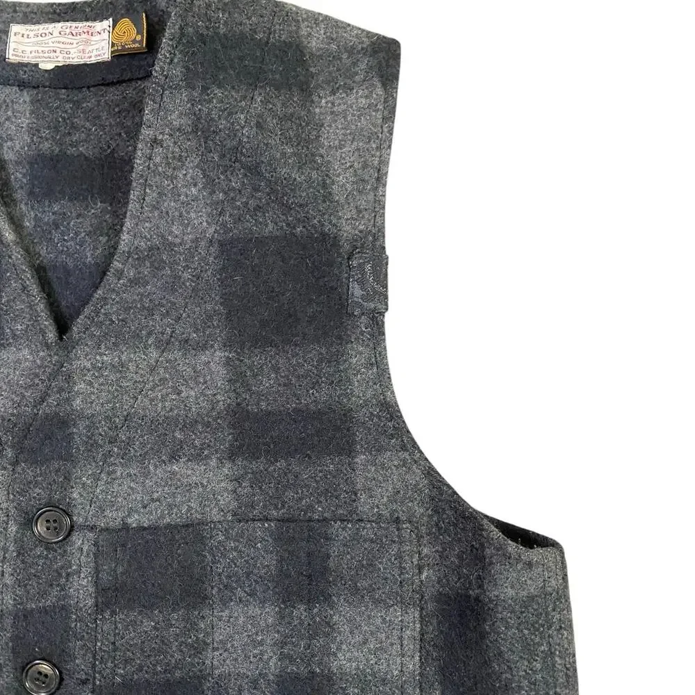 Filson Gray Plaid Wool Vest - Picture 2 of 5